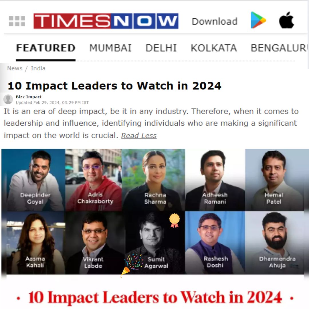 TimesNow Article about Sumit Agarwal